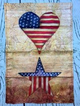 Patriotic Heart And Star Patriotic Flag 28x40 Inch Double Sided Patriotic - $20.19