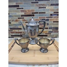 Vintage Coffee Service, Silver Plate, Server Pot, Sugar Creamer Set - $45.00