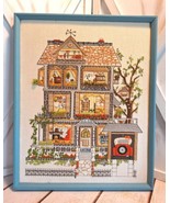THE HOUSE ON ELM STREET Sunset Stitchery Crewel Embroidery 17x21 Framed/... - £62.29 GBP