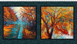 23.5&quot; X 44&quot; Panel Autumn Panel A Year of Art Fall Cotton Fabric Panel D665.57 - £7.68 GBP