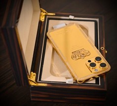 24k Gold Apple iPhone 15 Pro Max Engraved Diamond Incrustations - 1 TB - Custom - £3,819.54 GBP