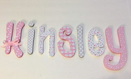 Wood Letters-Nursery Decor- Pink &amp; Grey Elephants - Price Per Letter-Cus... - £9.78 GBP