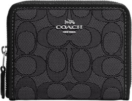 Coach Smoke Black Sig Jacquard Cotton Zip Around Wallet Coin Pouch, 8240-9 - £77.31 GBP