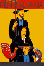 Vintage POSTER.Home wall.Amish Family.Pennsylvania Art Decor.571 - £14.01 GBP+