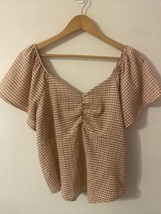 LIBERTY LOVE Ruched Checkered Blouse Top Size XL - $8.59