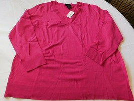 Lane Bryant Women&#39;s Ladies Long Sleeve V Neck Sweater 3511 Pink 22/24 NWT - £22.62 GBP