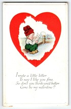 Valentine Postcard Dutch Child Broken Heart Embossed Fairman Pink Of Perfection - $11.70