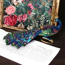 Ciel Collectables Peacock Trinket Box Hand Painted Enamel &amp; Swarovski Crystals - £35.29 GBP