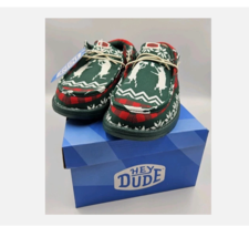Hey Dude Wally Holiday Cheers Slip On Loafers Mens Green Christmas Deer ... - $84.97