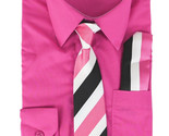 Berlioni Italy Kids Boys Long Sleeve Dress Shirt Set With Tie &amp; Hanky 18 - $16.62
