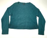 Oakley Pullover Sweater Womens L Turquoise Blue Cable Knit Angora Crew Neck - $29.09