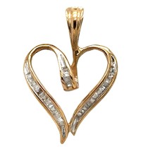 1/4ct Diamond Heart Pendant 10k Yellow Gold 2.1g - £345.61 GBP