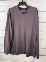 Chaps Ralph Lauren Sweater Brown Purple 100% Cotton V Neck Pullover Heav... - £14.59 GBP
