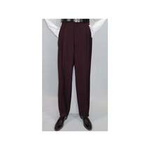 Mens Suit  Apollo King Banded Collarless Chinese Mandarin Wide Leg AG96 Burgundy image 7