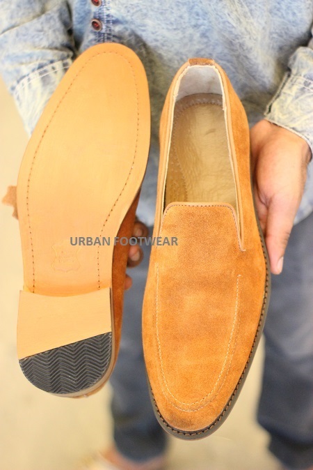 New Handmade Men's Tan suede Leather Loafer Slip On Stylish Loafers Dress