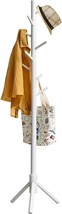 White Ibuyke Coat Rack Freestanding, Wooden Coat Tree With 3 Adjustable Sizes - £27.95 GBP