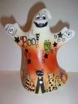 Fenton Glass Boo Kitty Halloween Ghost Figurine w Cats Ltd Ed #12/23 K Barley - £201.17 GBP
