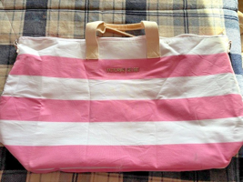VS Victoria's Secret Pink White Stripe Tote Bag - $9.90