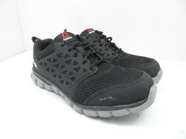 Reebok Work Men&#39;s Superlite Alloy-Toe Cushion Work Shoes Black/Grey Size 7W - £50.42 GBP