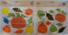 Two Holiday Living 12 Piece Pumpkin Window Glass Gel Clings Fall Autumn Leaves  - £8.04 GBP