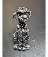 Vintage 1960s Poodle Pin Brooch Black White Antiqued Red RHinestone Eyes... - $565.41 MXN
