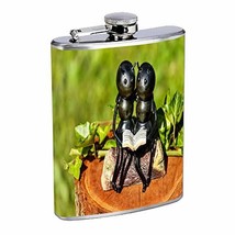 Bug Hug Hip Flask Stainless Steel 8 Oz Silver Drinking Whiskey Spirits Em1 - £7.80 GBP