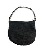 Cappelli Straworld Black Woven Handbag Beaded Handle Y2K Shoulder Bag - $25.20