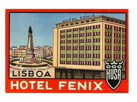 Hotel Fenix  Luggage Label Lisboa Lisbon Portugal  - £9.34 GBP