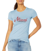 Marky G Short Sleeve Crewneck Top Slim Fit T-Shirt With Miami Print Xl Baby Blue - £7.49 GBP