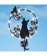 Shadow Silhouette Cat Garden Stake Solar Powered LED Light Kitty Iron Ou... - $39.53 CAD