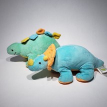 Set of 2 Animal Adventure Dinosaur 11&quot; Plush Green Stegosaurus Blue Triceratops - £21.19 GBP
