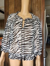 Isabella Rodriguez | Zebra Animal Printed Tie Smocked Neckline Blouse Top - £3.98 GBP