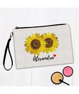 Sunflower Personalized Name : Gift Makeup Bag Flower Floral Yellow Decor... - £10.27 GBP+