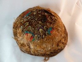 Vtg Womens Genuine PHEASANT FEATHER Mid-Century Hat Felt base - $302.77 MXN