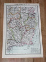 1908 Antique Map Of Dublin Wicklow Wexford Waterford Kilkenny Kildare / Ireland - £19.62 GBP