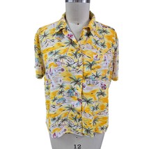 VTG Gloria Vanderbilt Hawaiian Blouse  80s Yellow Beach Scene, 40s Feel ... - $47.52