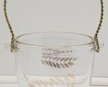 I) Gold Tone Glass Ice Bucket with Gold Braided Rope Handle Floral Leaf ... - $7.91