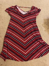 Torrid Short Sleeve MIDI Dress Size 00 Burgundy Black White Stripe V Neck - £18.18 GBP