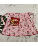 Vintage 60s Hostess Apron Pink Red Cherry Fruit Print Half Your&#39;re The C... - $479.60 MXN