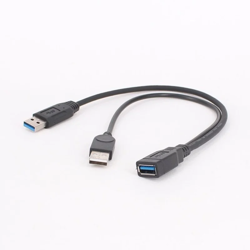 House Home 1pc Black USB 3.0 Female To A USB Male with Extra Power Data Y Extens - £19.81 GBP