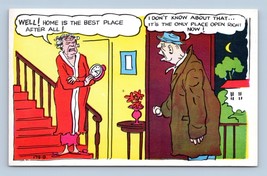 Drunk Husband Coming Home Late Comic Laff O Gram UNP Chrome Postcard H16 - £3.00 GBP