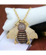Ice Out Honey Bee Pendant Necklace Multi Color Lab Diamond Antique Queen... - $189.00
