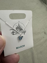 Disney Parks Mickey Mouse Aquamarine March Faux Birthstone Necklace Silver Color image 8