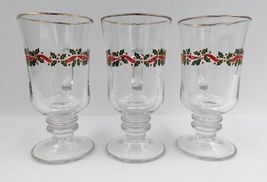 Libby Christmas Holly Berry Footed Irish Coffee / Egg Nog Mug Set of 6 Gold Rims image 6