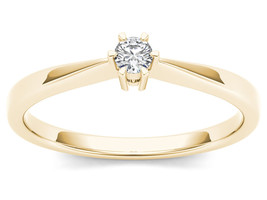 10K Yellow Gold 0.1 Ct Diamond Solitaire Engagement Ring - £183.84 GBP