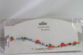Necklace (new) STRAWBERRY - MULTI-COLORED BEADS W/ GOLD CLASP - £10.38 GBP