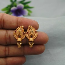 22k Gold Earrings handmade jewelry, Traditional Indian Earrings, vintage design  - £681.08 GBP