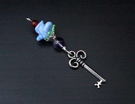 Red agate and amethyst Blue Rose key Blessingway bead - Blessing, baby shower gi - £12.75 GBP