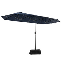 13 Feet Double-Sided Patio Twin Table Umbrella with Crank Handle-Navy - Color: N - $242.08 CAD