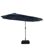 13 Feet Double-Sided Patio Twin Table Umbrella with Crank Handle-Navy - ... - $242.08 CAD